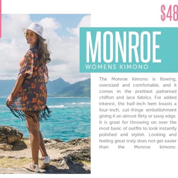 LulaRoe NWT Monroe Kimono with Black Fringe Hem Size 0-12 - Picture 12 of 13